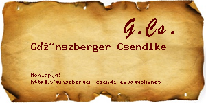 Günszberger Csendike névjegykártya